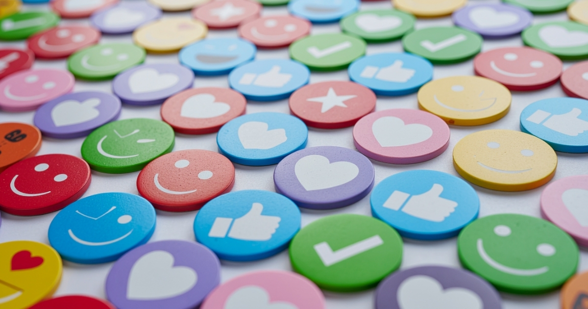 Colourful social media reaction icons representing emerging social media platforms and evolving digital engagement.